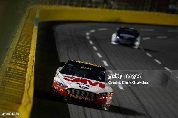 Greg Biffle, driver of the 3M Ford, during the NASCAR Sprint Cup Series Bank of America 500 at Charlotte Motor Speedway on October 12, 2013 in...