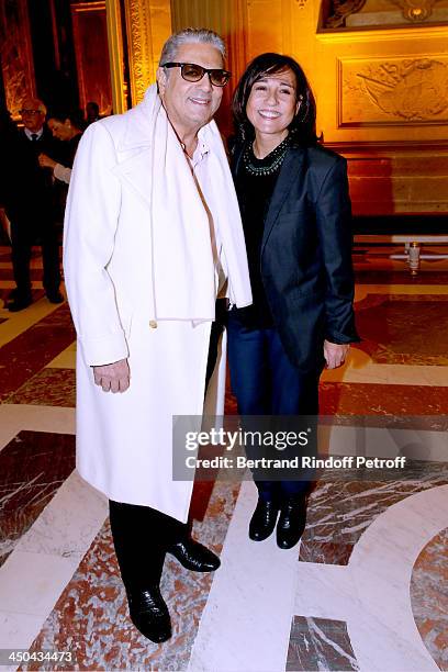 Singer Enrico Macias and his daughter Jocya Ghrenassia attend Pasteur-Weizmann Gala at Chateau de Versailles on November 18, 2013 in Versailles,...