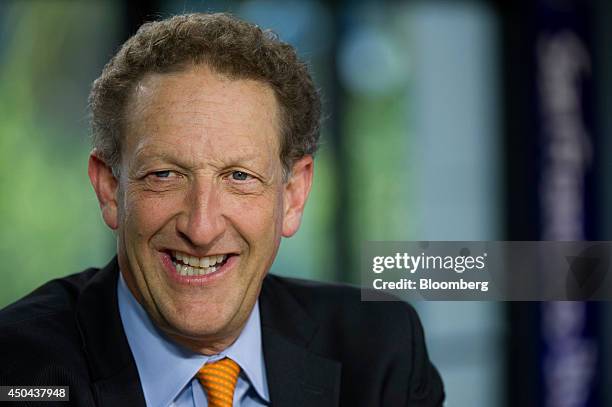 Larry Baer, president and chief executive officer of the San Francisco Giants, smiles during a Bloomberg West Television interview in San Francisco,...