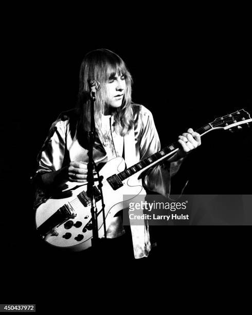 Alex Lifeson performing with 'Rush' at the Stockton Civic Auditorium in Stockton, California on September 27, 1977.