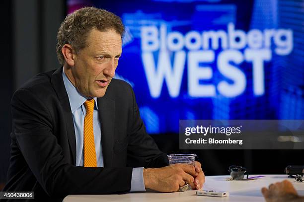 Larry Baer, president and chief executive officer of the San Francisco Giants, speaks during a Bloomberg West Television interview in San Francisco,...