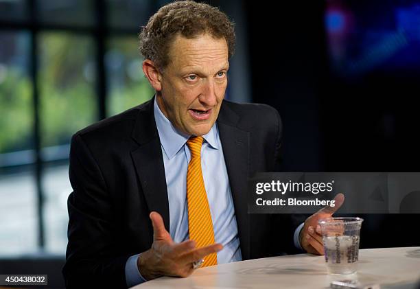 Larry Baer, president and chief executive officer of the San Francisco Giants, speaks during a Bloomberg West Television interview in San Francisco,...