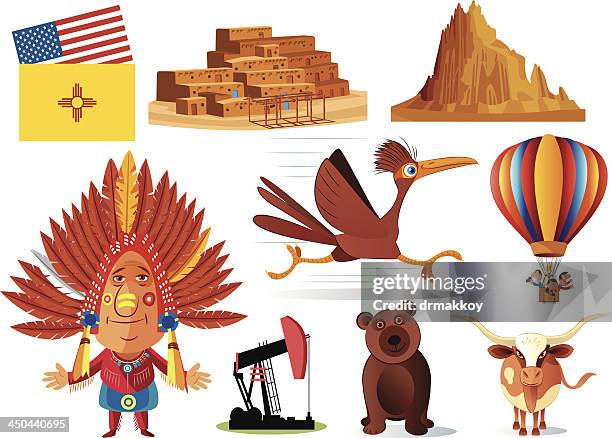 new mexico symbols - ship rock stock illustrations