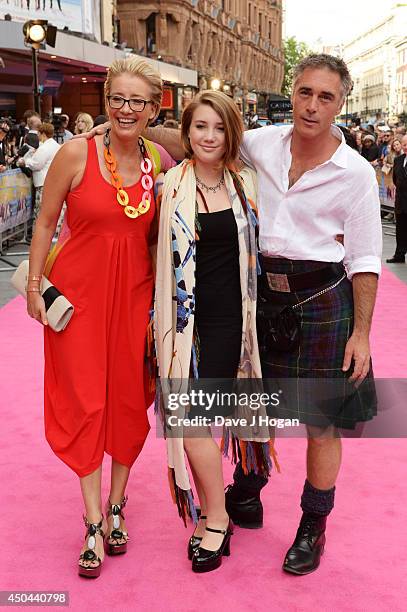 Emma Thompson, Gaia Romilly Wise and Greg Wise attend the UK premiere of "Walking On Sunshine" at The Vue West End on June 11, 2014 in London,...