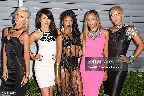 Singers Lauren Bennett, Natasha Slayton, Simone Battle, Emmalyn Estrada and Paula Van Oppen of G.R.L. Arrive at Maxim Hot 100 at Pacific Design...
