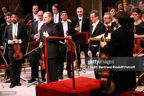 Violonist Shlomo Wintz, Conductor Fabio Luisi and Philharmonic Orchestra of La Scala perform at the Pasteur-Weizmann Gala at Chateau de Versailles on...