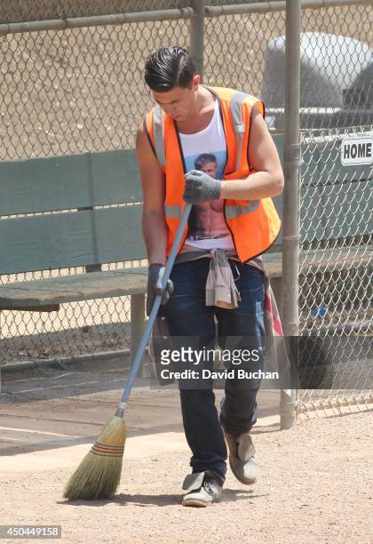Vitalii Sediuk Performs Community Service at Griffith Park Recreation park on June 11, 2014 in Los Angeles, California.
