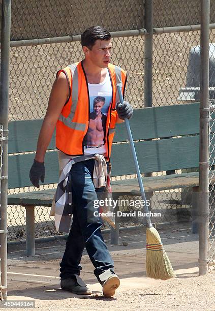 Vitalii Sediuk Performs Community Service at Griffith Park Recreation park on June 11, 2014 in Los Angeles, California.