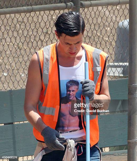 Vitalii Sediuk Performs Community Service at Griffith Park Recreation park on June 11, 2014 in Los Angeles, California.