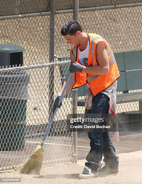 Vitalii Sediuk Performs Community Service at Griffith Park Recreation park on June 11, 2014 in Los Angeles, California.