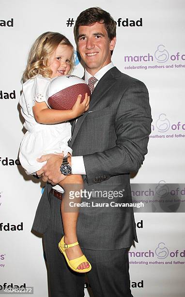 Eli Manning and daughter Ava celebrate Father's Day at Studio Arte on June 11, 2014 in New York City.