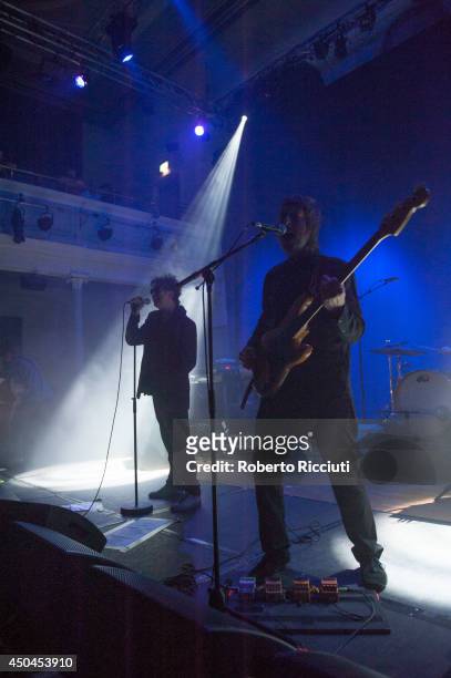 Ian McCulloch and Will Sergeant of Echo And The Bunnymen perform on stage at Queens Hall on June 11, 2014 in Edinburgh, United Kingdom.