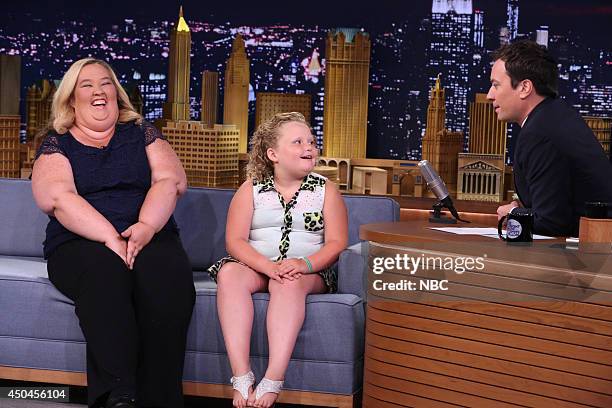 Episode 0073 -- Pictured: Television personalities Mama June and Honey Boo Boo during an interview with host Jimmy Fallon on June 11, 2014 --