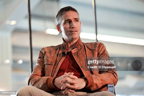 Jim Caviezel speaks on stage during Beyond Sport United - Workshops & Panels at Yankee Stadium on June 11, 2014 in the Bronx borough of New York City.