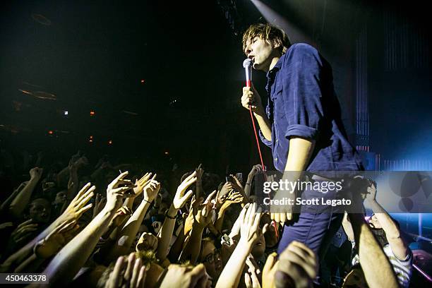 Thomas Mars of Phoenix performs at The Fillmore on June 11, 2014 in Detroit, Michigan.