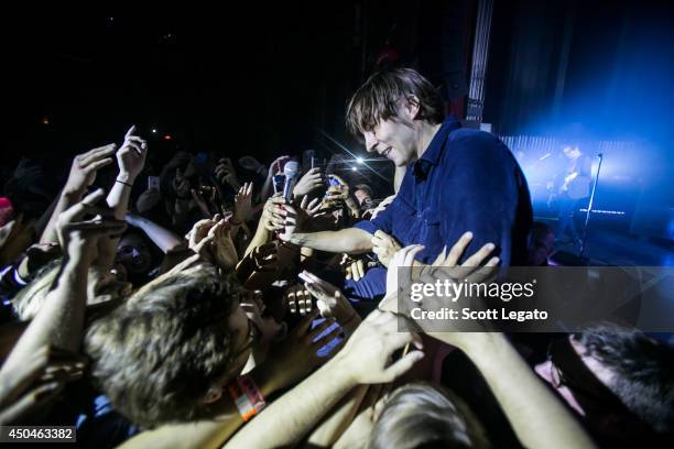 Thomas Mars of Phoenix performs at The Fillmore on June 11, 2014 in Detroit, Michigan.