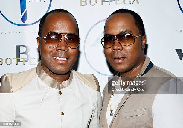 Antoine Von Boozier and Andre Von Boozier attend the grand opening of The Attic Rooftop Lounge on June 11, 2014 in New York City.