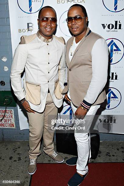 Antoine Von Boozier and Andre Von Boozier attend the grand opening of The Attic Rooftop Lounge on June 11, 2014 in New York City.