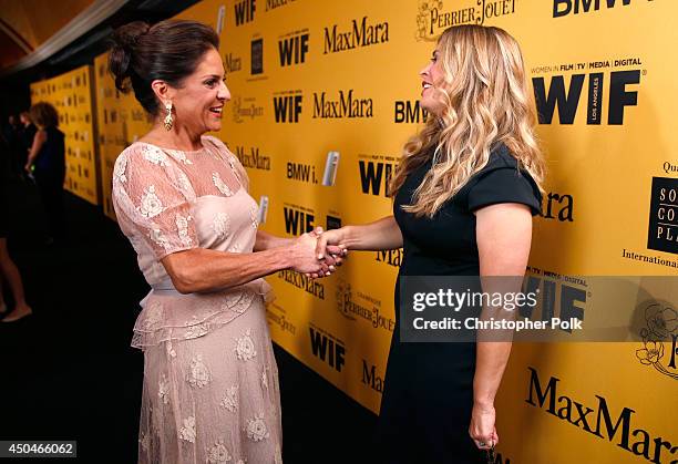 Women In Film President Cathy Schulman and director Jennifer Lee attend Women In Film 2014 Crystal + Lucy Awards presented by MaxMara, BMW,...