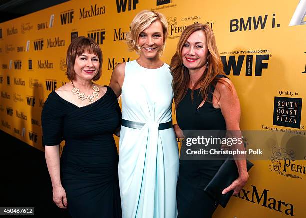 Max Mara Global Brand Ambassador Nicola Maramotti with Women In Film auction winners Nadia Semczuk and Natalie Brekke attend Women In Film 2014...