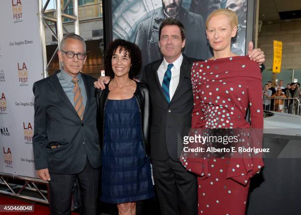 Artistic director David Ansen, LAFF director Stephanie Allain, Film Independent co-president Josh Welsh and actress Tilda Swinton attend the opening...