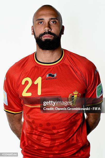 Anthony Vanden Borre of Belgium poses during the Official FIFA World Cup 2014 portrait session on June 11, 2014 in Sao Paulo, Brazil.