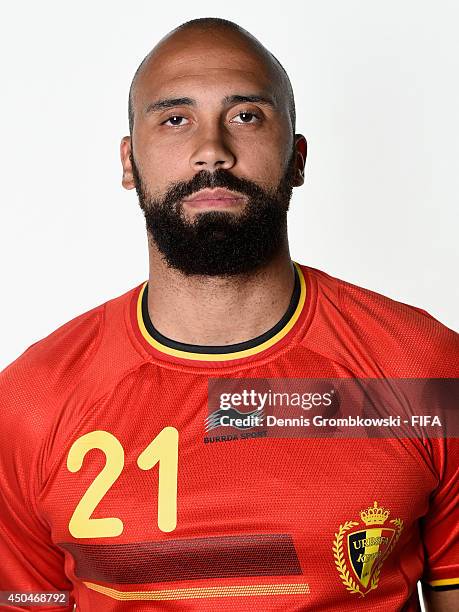 Anthony Vanden Borre of Belgium poses during the Official FIFA World Cup 2014 portrait session on June 11, 2014 in Sao Paulo, Brazil.