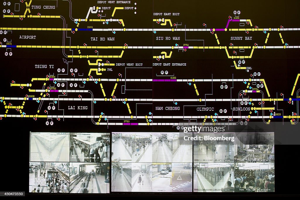 Mtctrains MTR Corp. trains, illustrated by numbers, top, and security camera ...