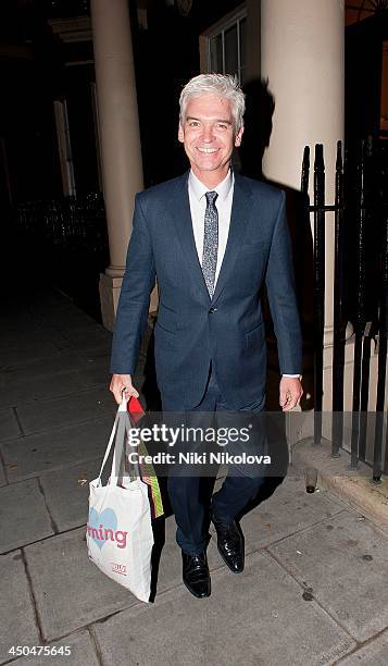 Phillip Schofield is sighted leaving Home House on November 18, 2013 in London, England.