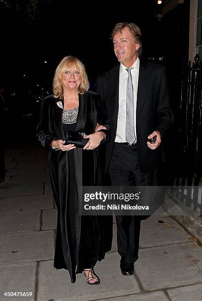 Judy Finnigan and Richard Madeley are sighted leaving Home House on November 18, 2013 in London, England.