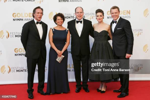 William Fichtner, Rola Bauer, Prince Albert II of Monaco, Megan Boone and Diego Klattenhoff attend the Closing Ceremony and Golden Nymph Awards of...