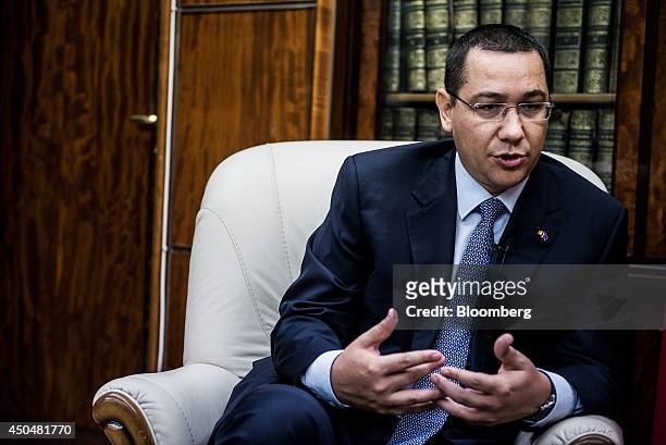 Victor Ponta, Romania's prime minister, speaks during an interview at the Victoria Palace in Bucharest, Romania, on Thursday, June 12, 2014. Romania...