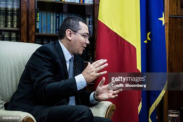 Victor Ponta, Romania's prime minister, speaks during an interview at the Victoria Palace in Bucharest, Romania, on Thursday, June 12, 2014. Romania...
