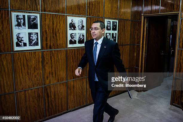 Victor Ponta, Romania's prime minister, arrives for an interview at the Victoria Palace in Bucharest, Romania, on Thursday, June 12, 2014. Romania is...