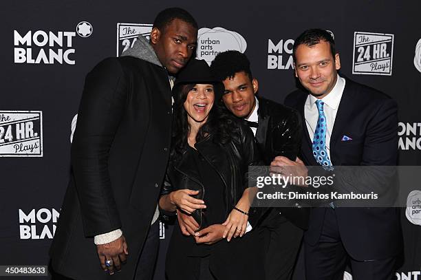 Jay Pharoah, Rosie Perez, Devin Mojica, and Philip Courtney, CEO of Urban Arts Partnership, attend Montblanc Presents The 13th Annual 24 Hour Plays...