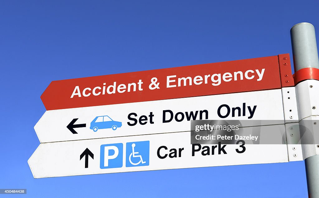 NHS accident and emergency sign