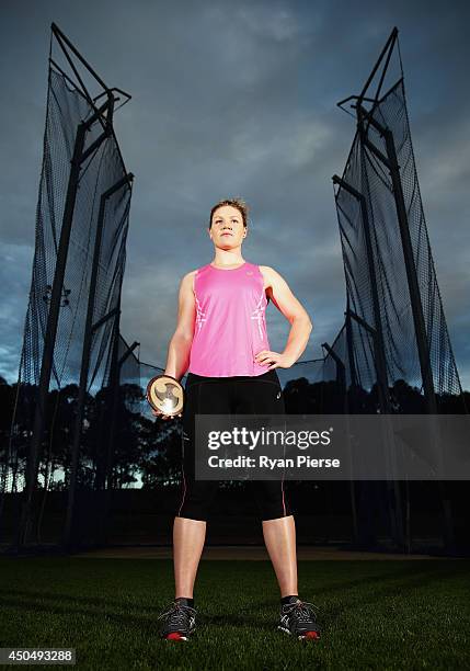 Discus thrower Dani Samuels of Australia poses during a portrait session at Sydney Olympic Park on May 30, 2014 in Sydney, Australia