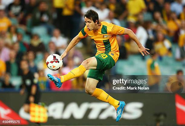 Robbie Kruse of Australia controls the ball during the international friendly match between the Australian Socceroos and Costa Rica at Allianz...