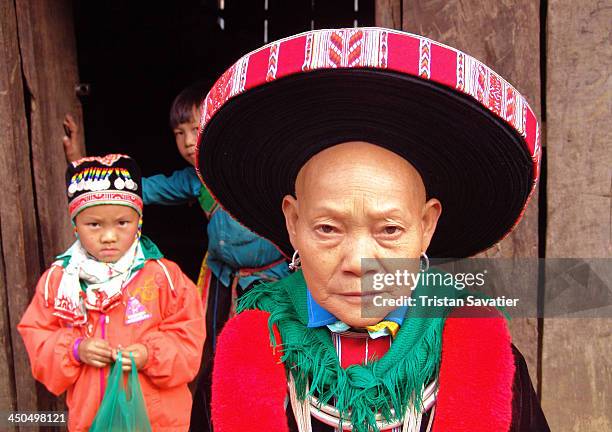 Hong Tou Yao/Dao hill-tribe Grandma and her grandson, in a rural area of Bao Lac district, in the North of Vietnam, near the China border. The more...