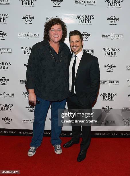 Actress Dot Marie Jones and entertainer Mark Shunock arrive at Mondays Dark with Mark Shunock charity event at the Body English Nightclub inside the...