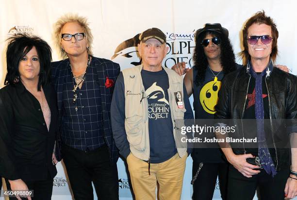 Musicians Steve Stevens, Matt Sorum, Activist Ric O'Barry, Slash and Glenn Hughes arrive at the Avalon for Kings of Chaos Tokyo Celebrates The...