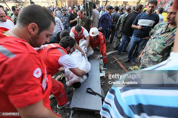 Paramedics respondf at the scene after an huge explosion near Iran embassy on November 19, 2013 in Beirut, Lebanon. 20 people killed in the blast...