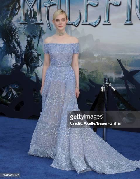 Actress Elle Fanning arrives at the World Premiere of Disney's 'Maleficent' at the El Capitan Theatre on May 28, 2014 in Hollywood, California.