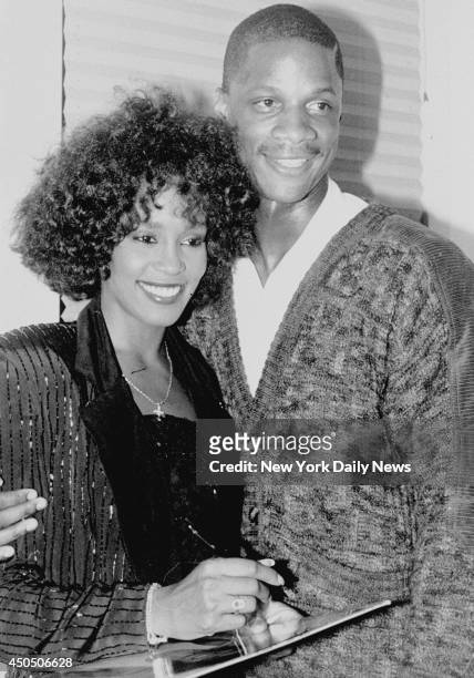 Whitney Houston and Darryl Strawberry after her performance at Jones Beach.