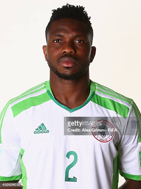 Joseph Yobo of Nigeria poses during the official FIFA World Cup 2014 portrait session on June 12, 2014 in Campinas, Brazil.