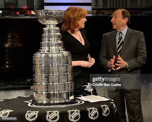 Fox Business network anchor Liz Claman and NHL Commissioner Gary Bettman visit FOX Business at FOX Studios on June 12, 2014 in New York City.
