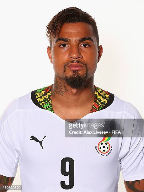 Kevin Prince Boateng of Ghana poses during the official FIFA World Cup 2014 portrait session on June 11, 2014 in Maceio, Brazil.