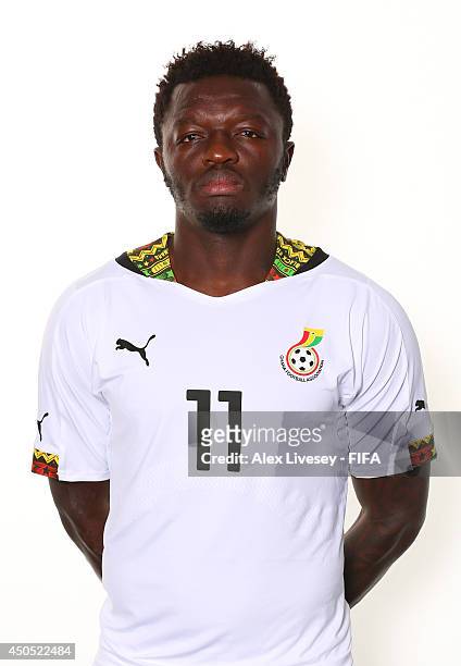 Sulley Muntari of Ghana poses during the official FIFA World Cup 2014 portrait session on June 11, 2014 in Maceio, Brazil.