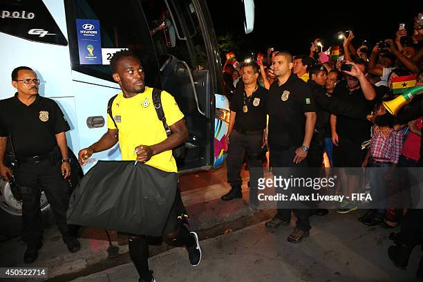 Michael Essien of Ghana arrives at their team hotel on June 11, 2014 in Maceio, Brazil.