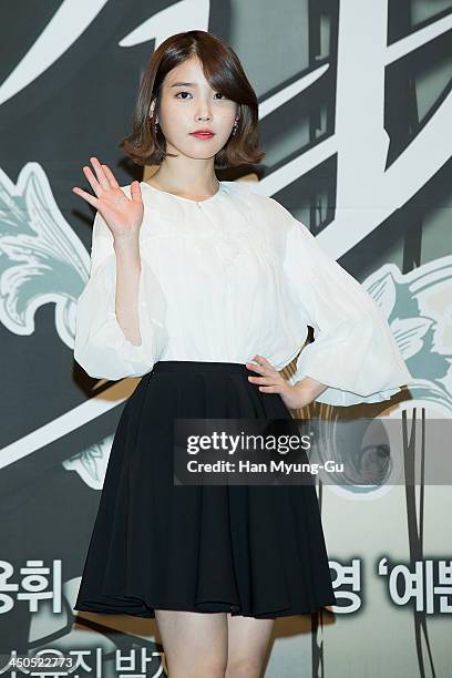 South Korean actress and singer IU attends KBS Drama "Bel Ami" press conference at Imperial Palace Hotel on November 18, 2013 in Seoul, South Korea....